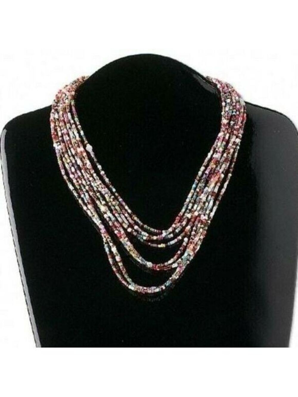 Colorful Tiny Glass Beads Multi-Strand Necklace